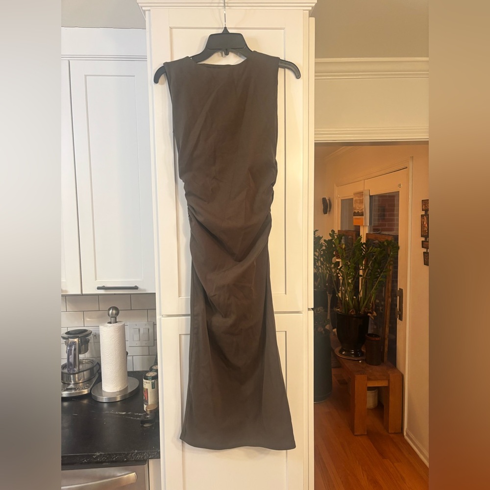 new Veronica Beard Charissa Stretch-Cotton Midi Dress in Cypress olive - Picture 4 of 8